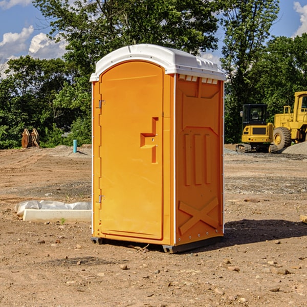 how often are the portable restrooms cleaned and serviced during a rental period in Spade